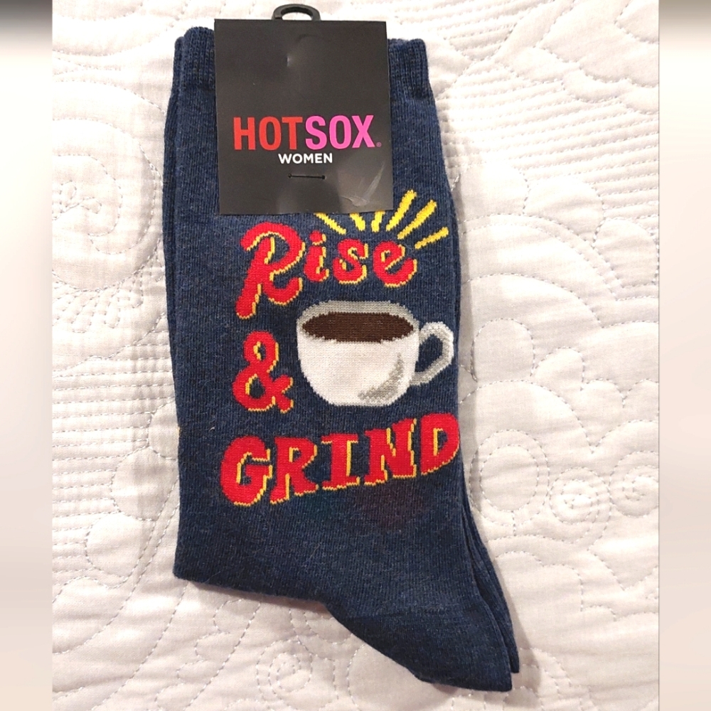 Hot Sox Women's Blue 'Rise & Grind' Socks NWT Sock Size 9-11 US